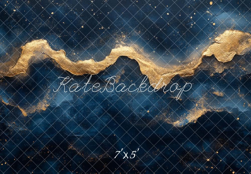 Kate Abstrakt Goldstruktur Blau Hintergrund Entworfen von Mini MakeBelieve - Kate Backdrop.de