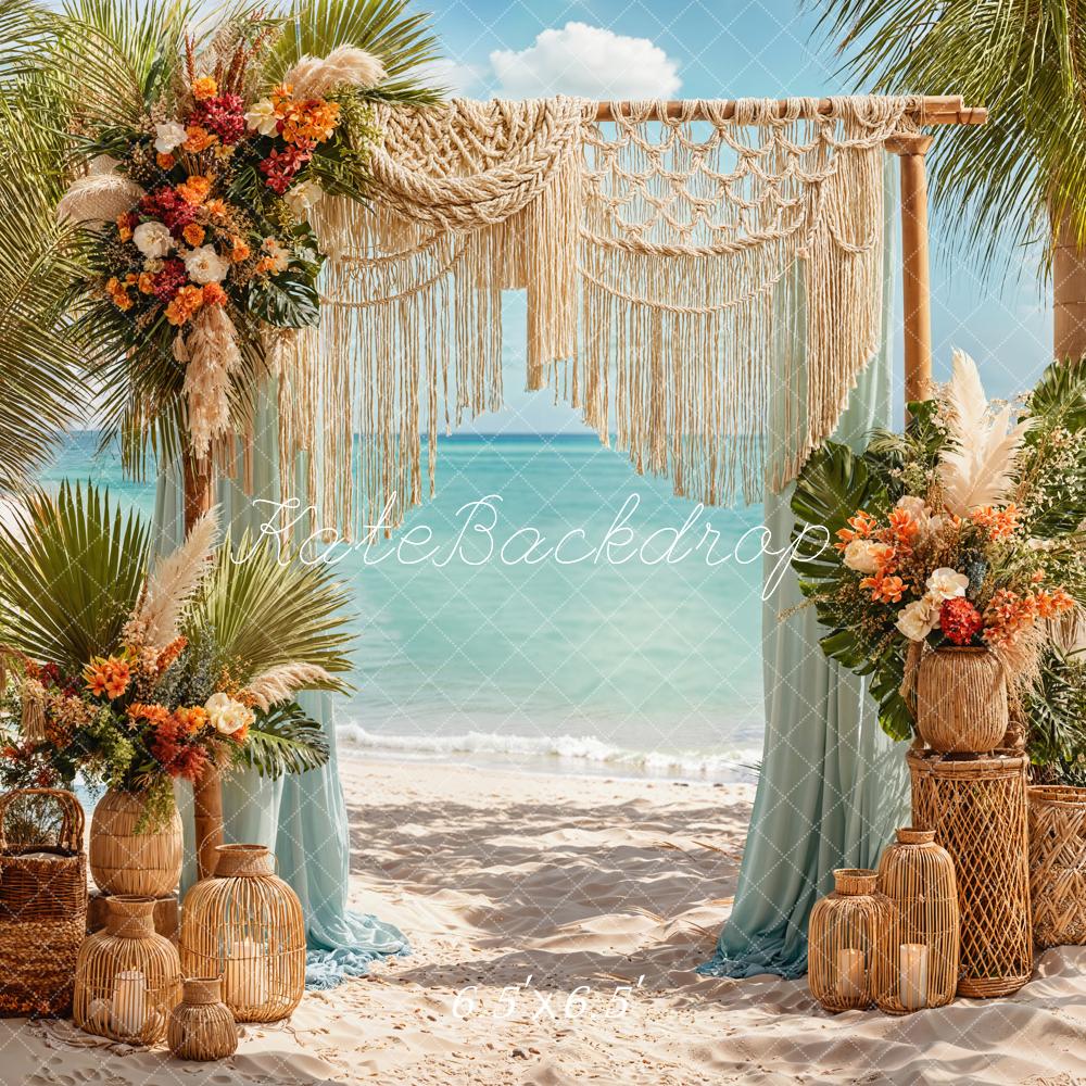 Kate Boho Hochzeit Strand Makramee Creme Hintergrund Entworfen von Emetselch