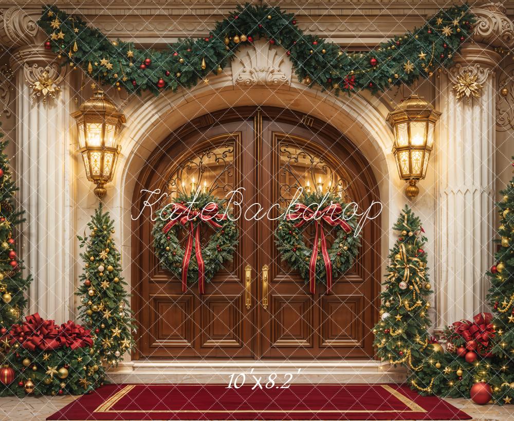 Kate Weihnachten Eingang Girlande Bäume Hintergrund Entworfen von Emetselch