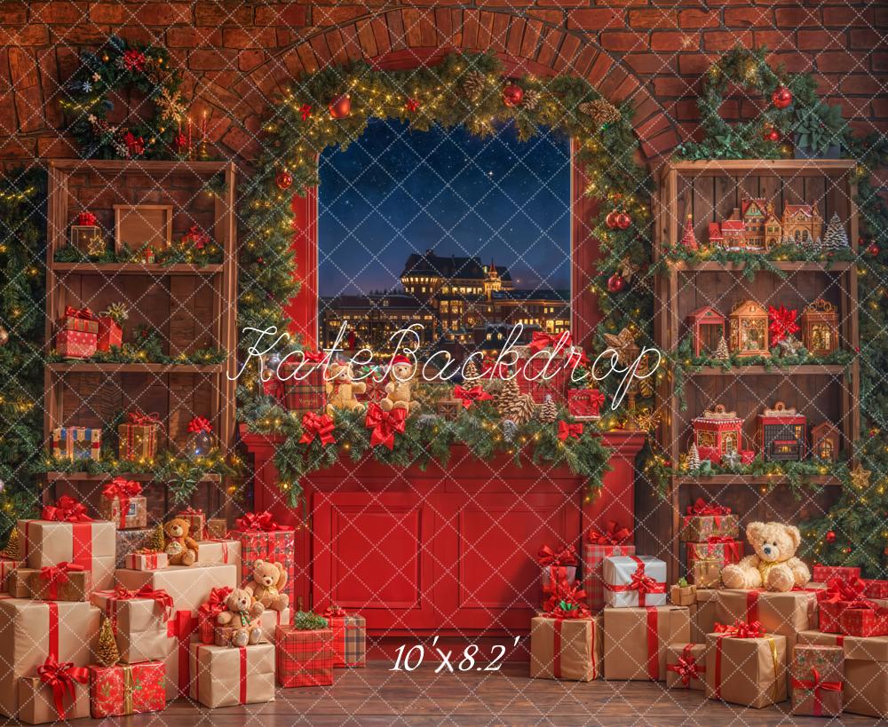 Kate Weihnachten Geschenke Fenster Stadtdeko Hintergrund Entworfen von Emetselch - Kate Backdrop.de