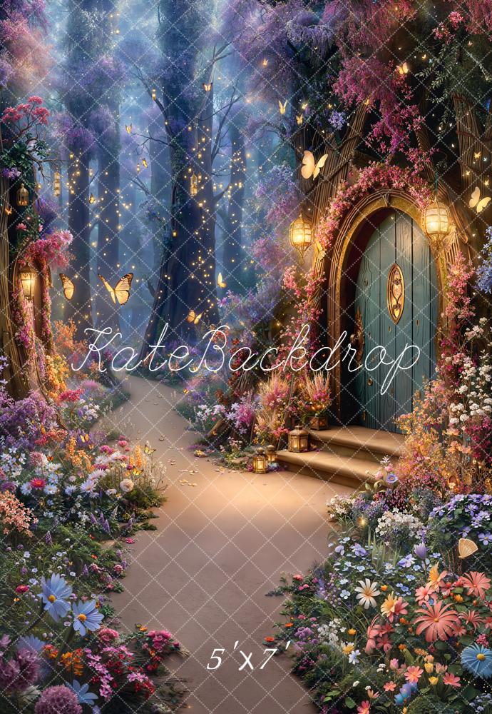 Kate Märchenwald Blumen Schmetterlinge Magisch Hintergrund Entworfen von Emetselch