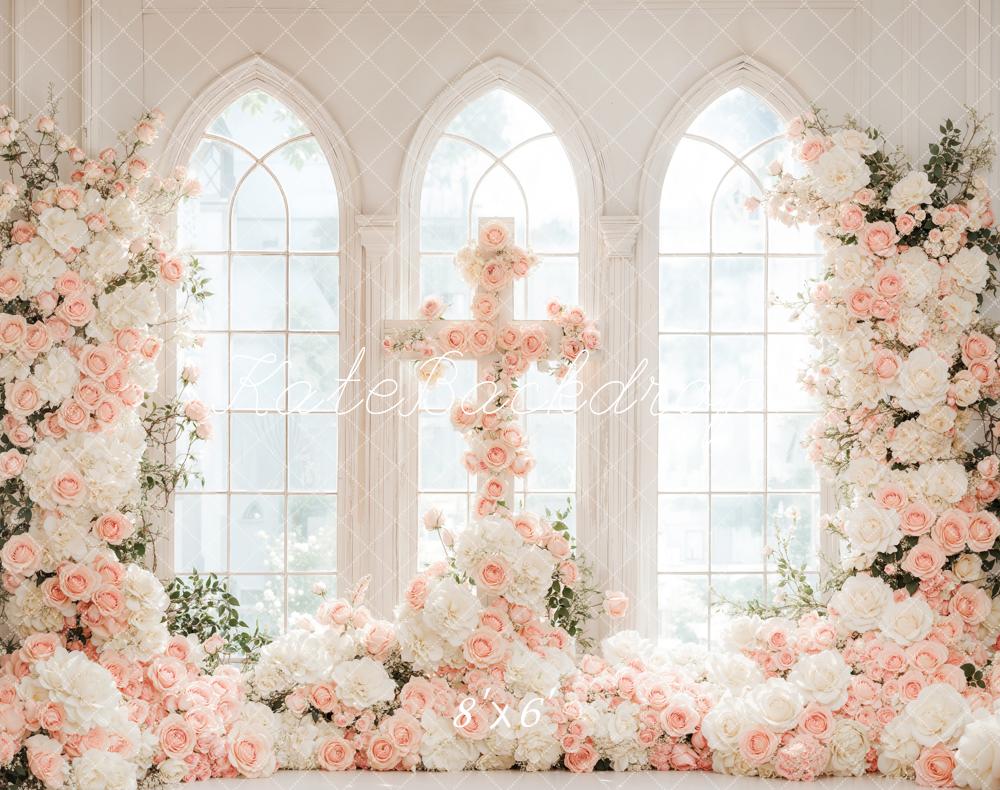 Kate Hochzeit Kirche Kreuz Blumen Romantisch Fleece Hintergrund Entworfen von Emetselch