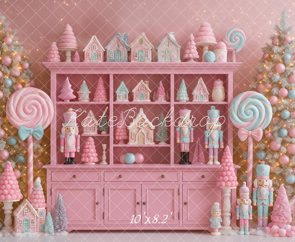 Kate Weihnachten Nussknacker Süßigkeiten Rosa Hintergrund Entworfen von Ashley Paul