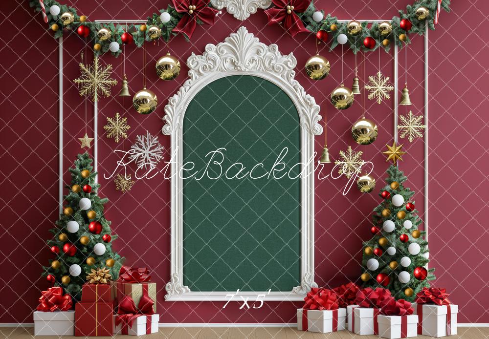 Kate Weihnachten Geschenke Tannenbaum Rot Hintergrund Entworfen von Mini MakeBelieve - Kate Backdrop.de