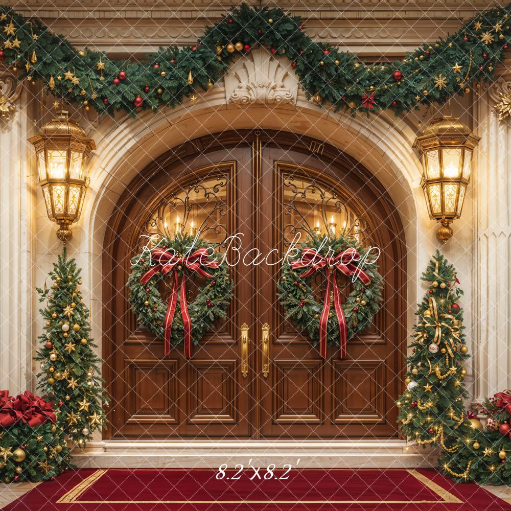 Kate Weihnachten Eingang Girlande Bäume Hintergrund Entworfen von Emetselch
