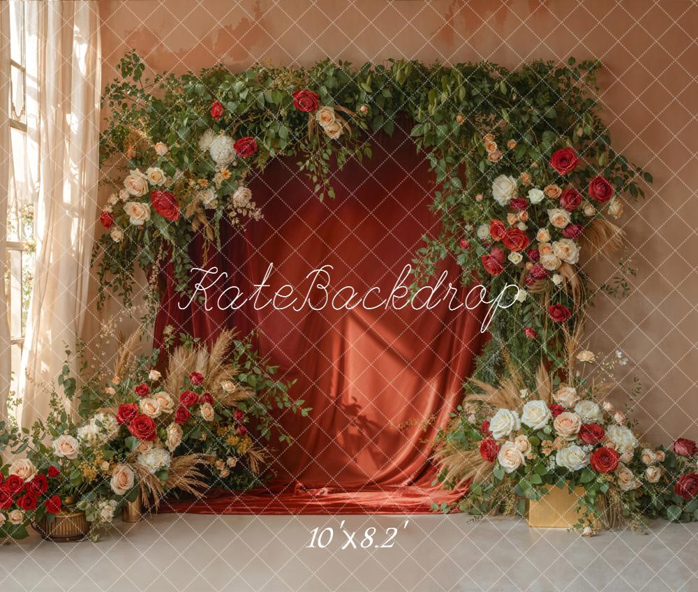 Kate Hochzeit Blumengestecke Grün Rot Fleece Hintergrund Entworfen von Emetselch