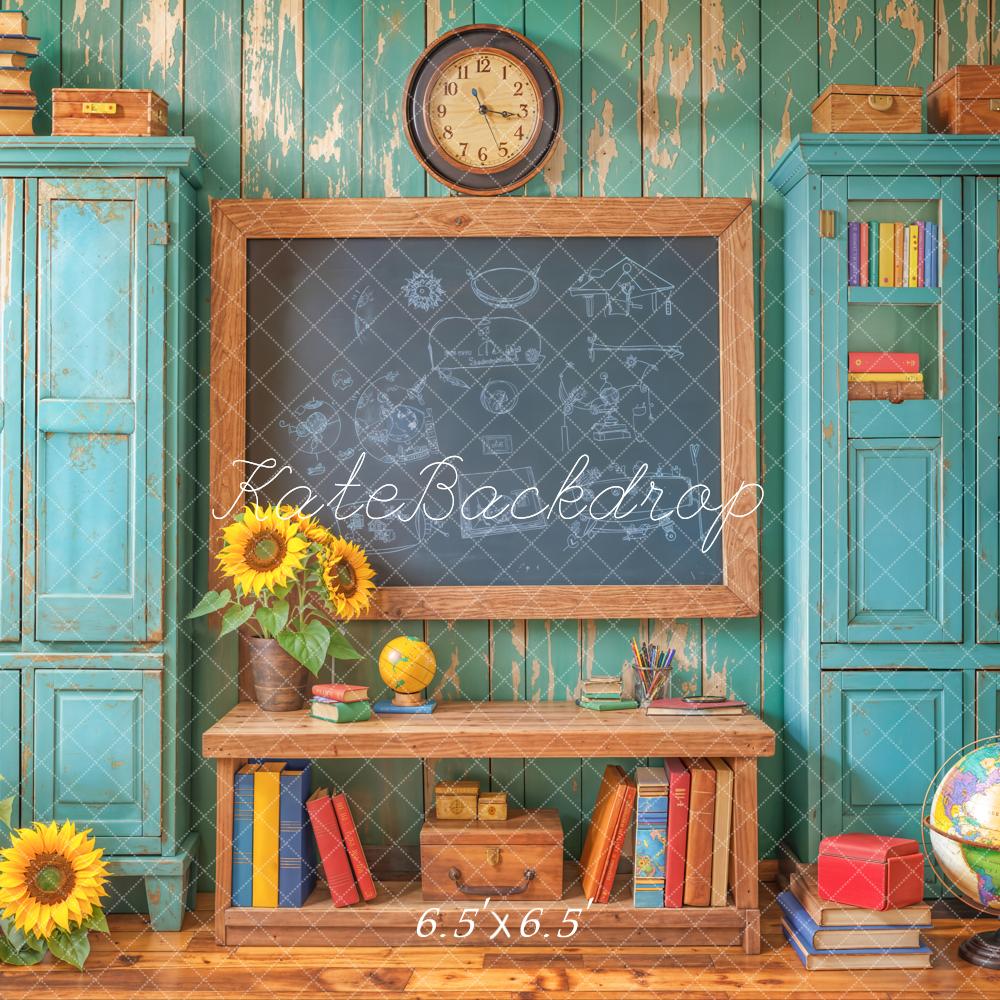 Kate Zurück Zur Schule Tafel Bücher Vintage Hintergrund Entworfen von Emetselch