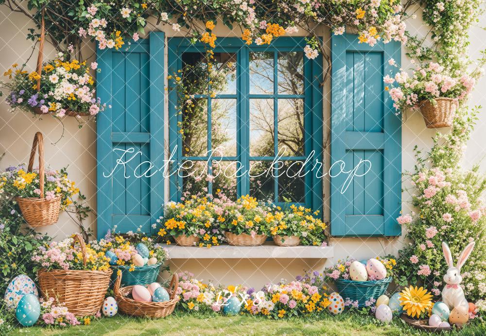 Kate Ostern Fenster Blumen Pastell Fleece Hintergrund Entworfen von Emetselch