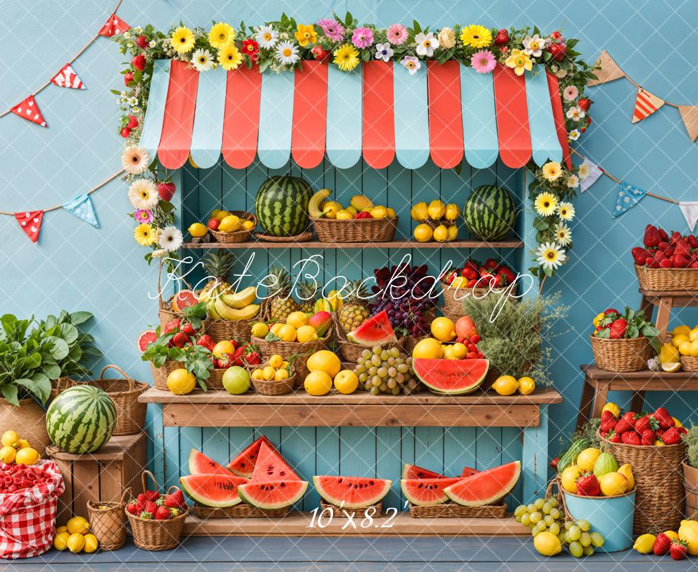 Kate Sommer Obststand Blumen Bunt Hintergrund Entworfen von Emetselch - Kate Backdrop.de