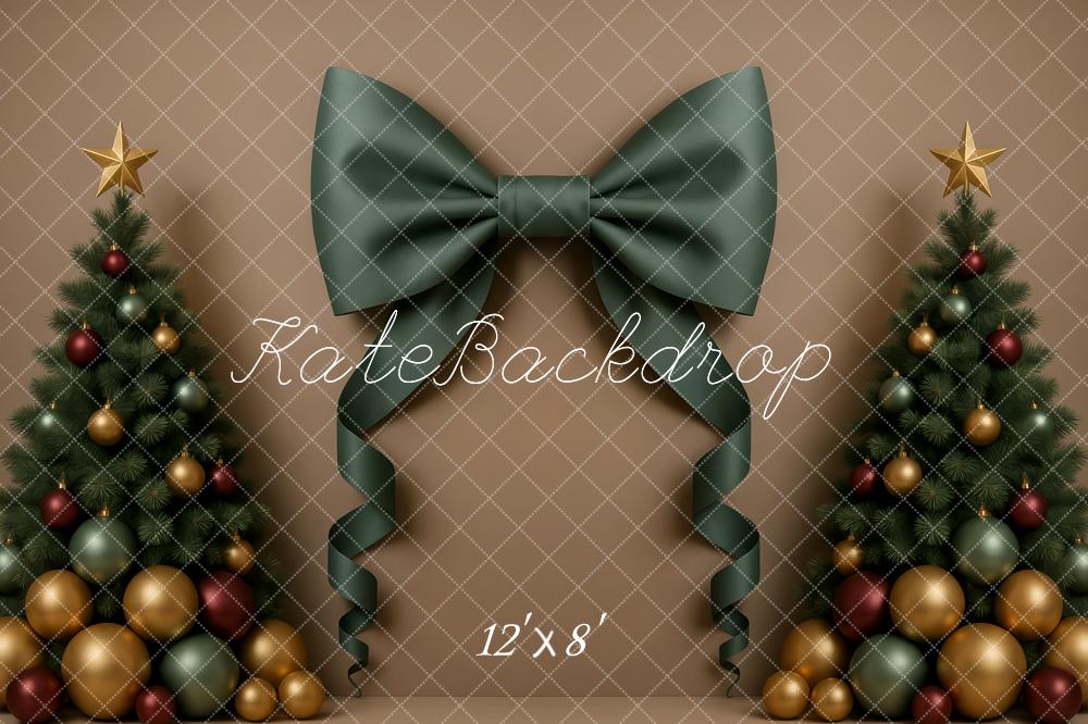 Kate Weihnachten Tannenbäume Schleife Braun Hintergrund Entworfen von Patty Roberts