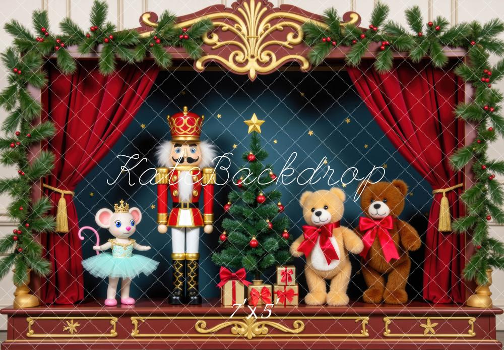 Kate Weihnachten Nussknacker Bühne Spielzeugfiguren Hintergrund Entworfen von Mini MakeBelieve - Kate Backdrop.de