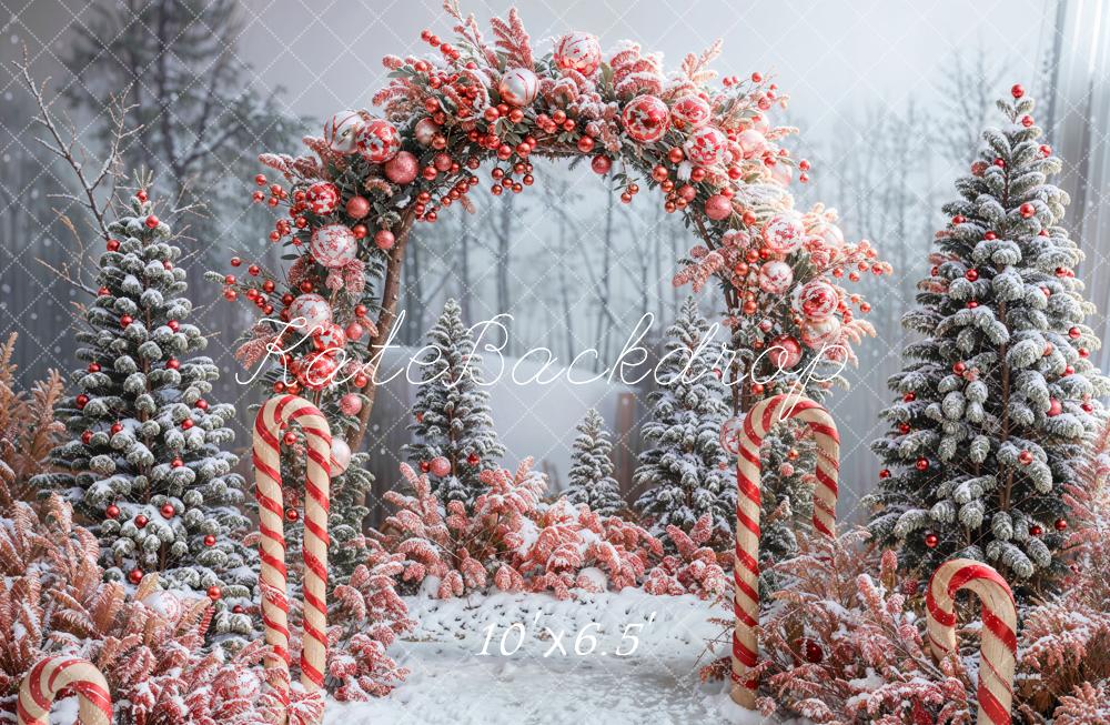 Kate Weihnachten Winterwald Zuckerstangen Rosa Hintergrund Entworfen von Emetselch