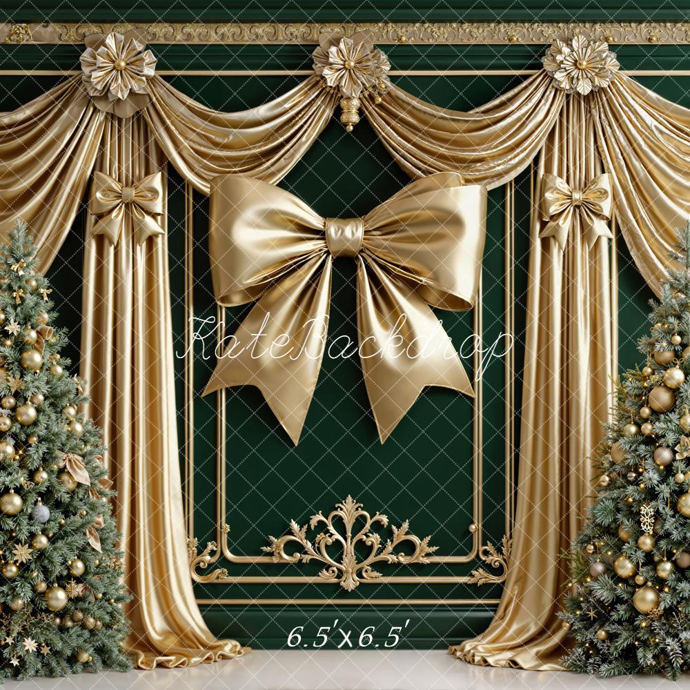 Kate Weihnachten Gold Schleife Tannenbaum Hintergrund Entworfen von Emetselch - Kate Backdrop.de