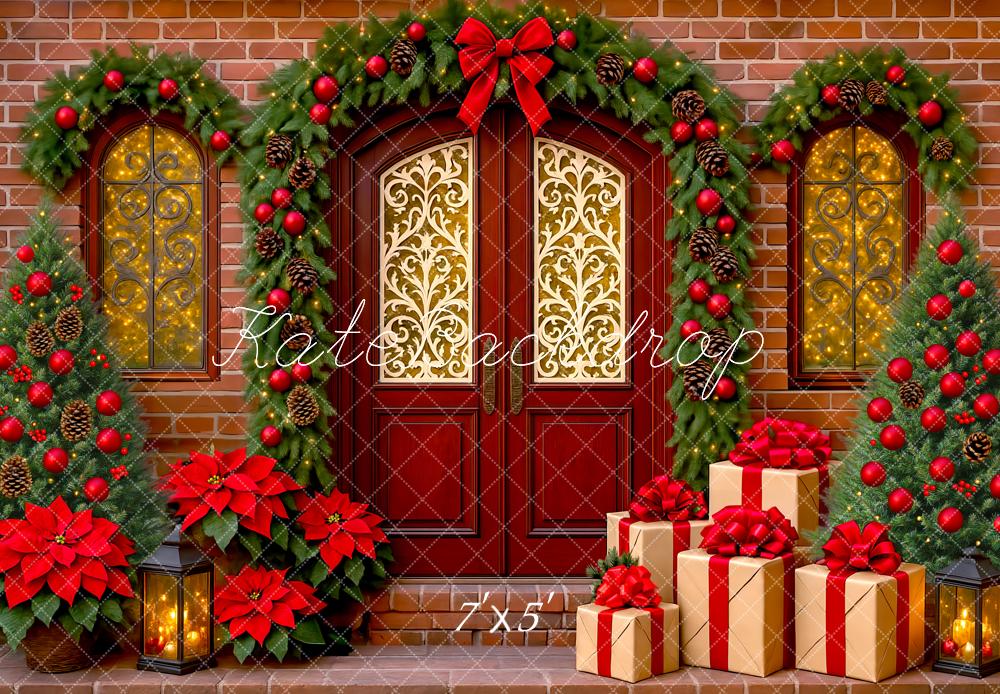 Kate Weihnachten Tür Geschenke Rot Hintergrund Entworfen von Mini MakeBelieve - Kate Backdrop.de