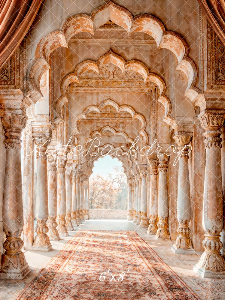 Kate Orientalische Architektur Säulen Teppich Braun Hintergrund Entworfen von Emetselch - Kate Backdrop.de