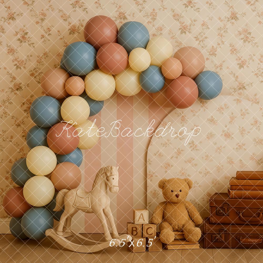 Kate Kinder Ballonbogen Spielzeug Vintage Hintergrund Entworfen von Patty Roberts - Kate Backdrop.de