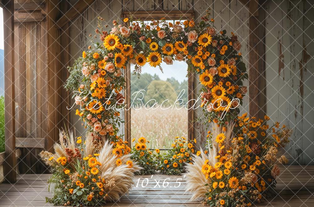 Kate Herbst Blumenbogen Rustikal Gelb Hintergrund Entworfen von Mini MakeBelieve