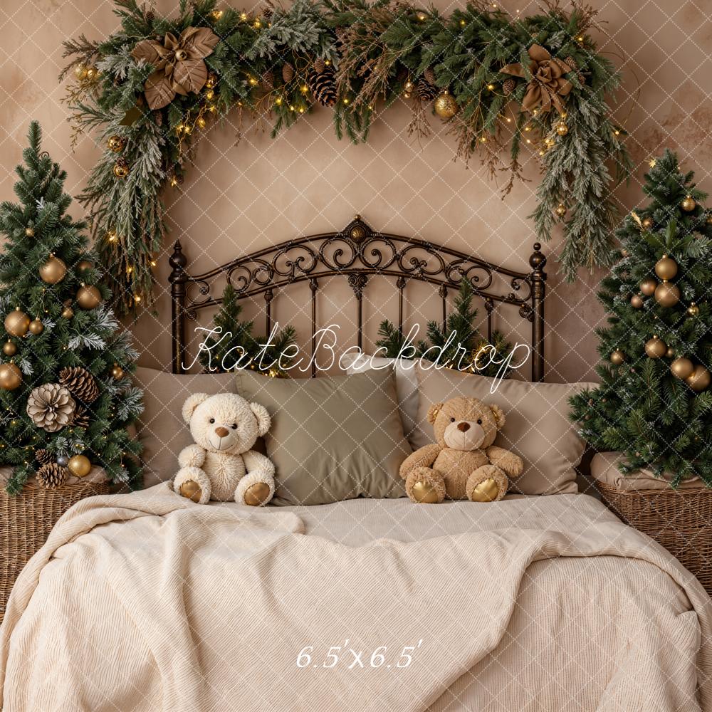 Kate Weihnachten Tannen Bett Kranz Hintergrund Entworfen von Emetselch - Kate Backdrop.de