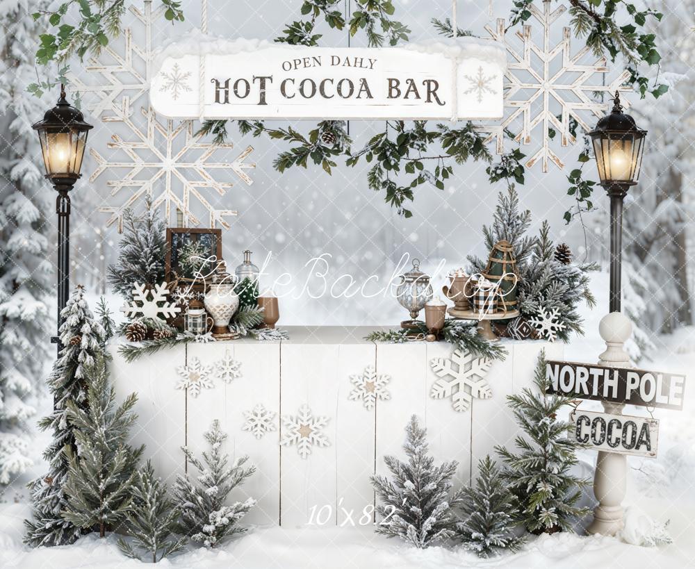 Kate Weihnachten Heiße Schokolade Bar Winterwald Fleece Hintergrund Entworfen von Emetselch