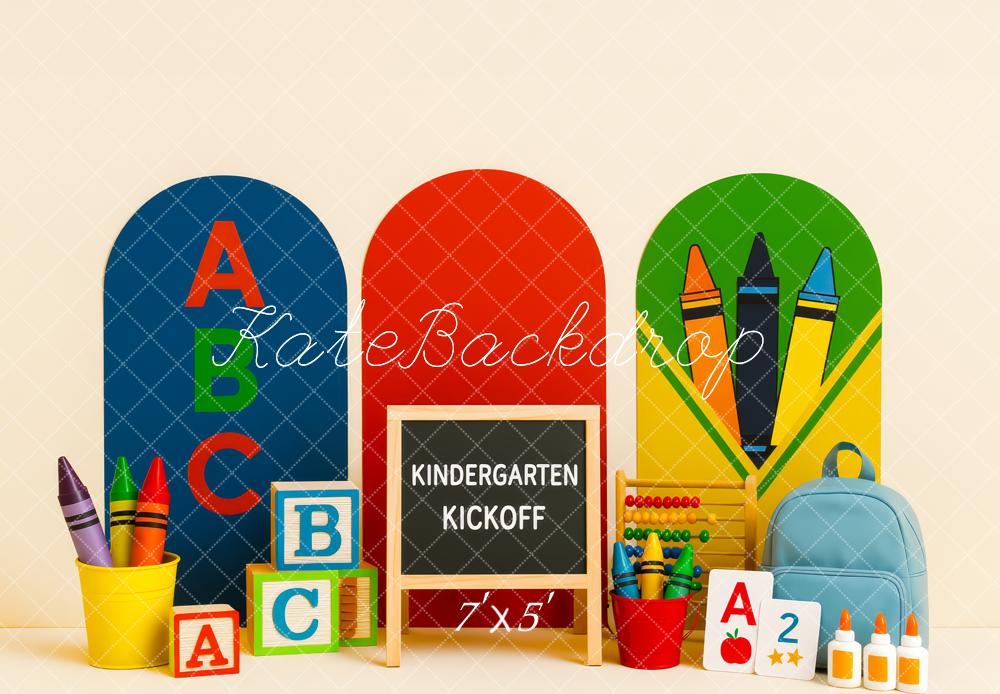 Kate Back To School ABC Buntstifte Farbig Hintergrund Entworfen von Patty Roberts - Kate Backdrop.de
