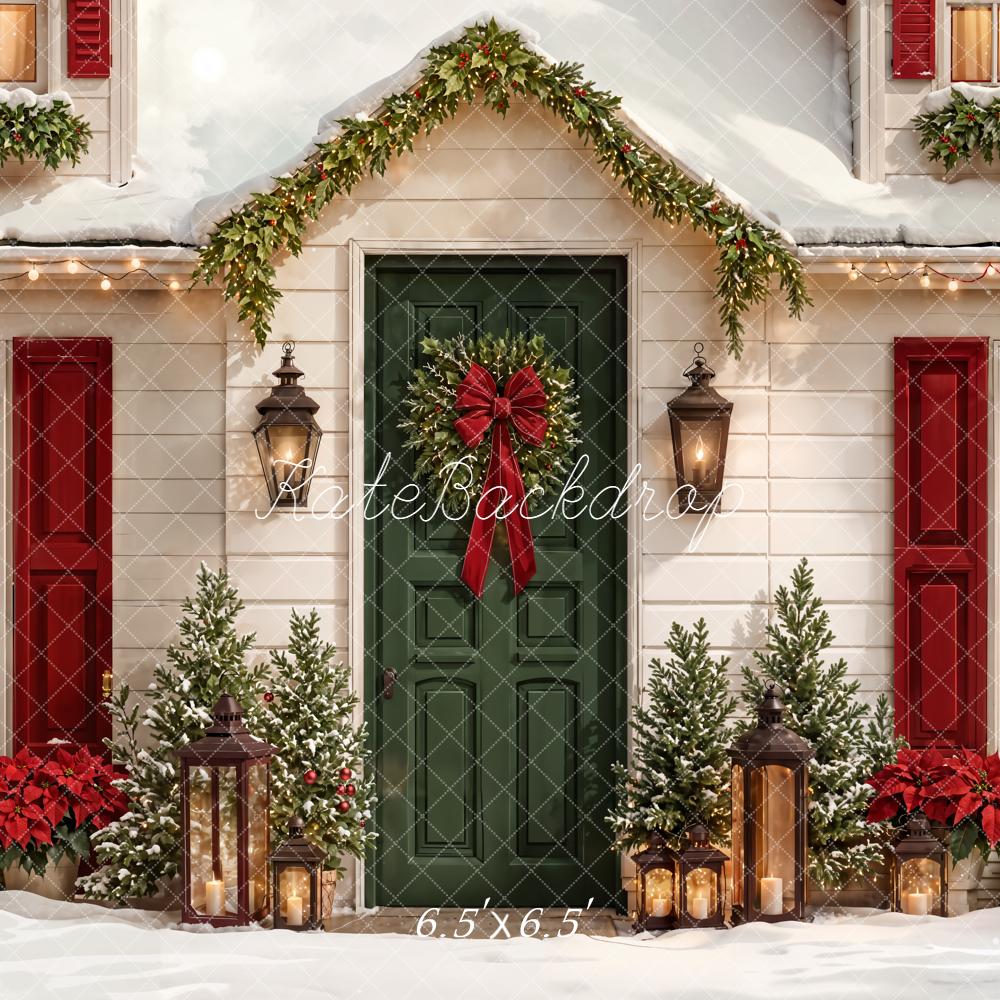 Kate Weihnachten Haus Fassade Schnee Hintergrund Entworfen von Emetselch - Kate Backdrop.de