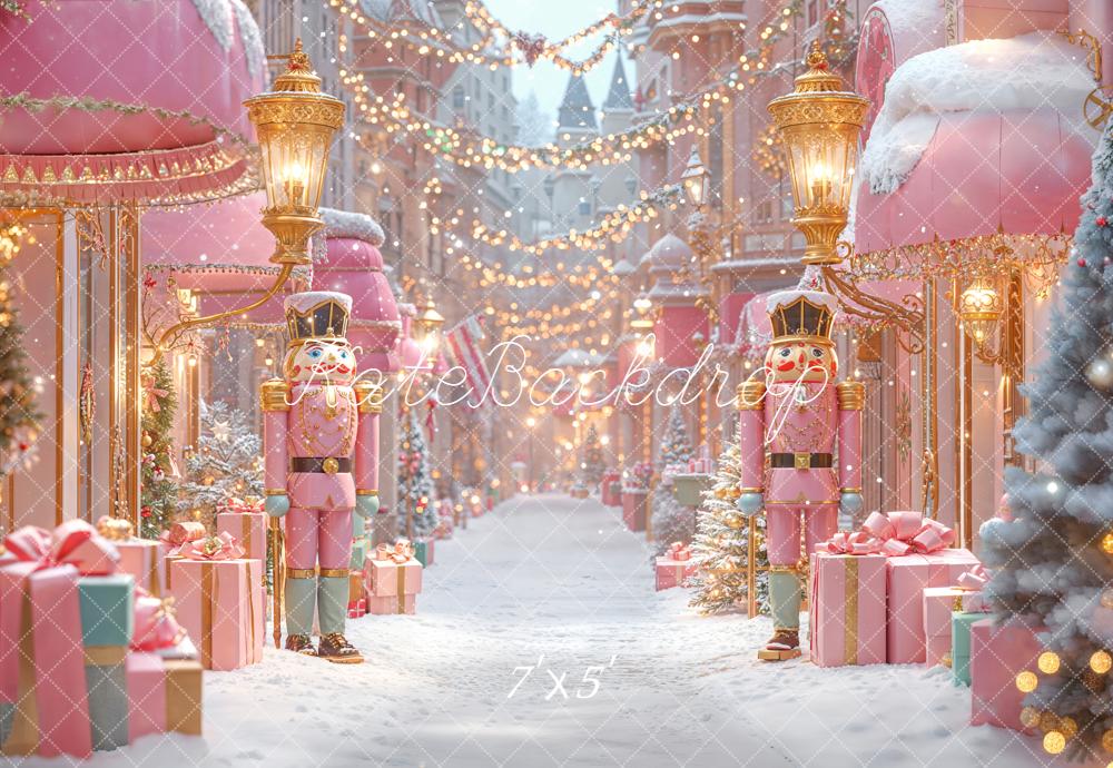 Kate Weihnachten Nussknacker Geschenke Rosa Hintergrund Entworfen von Emetselch - Kate Backdrop.de