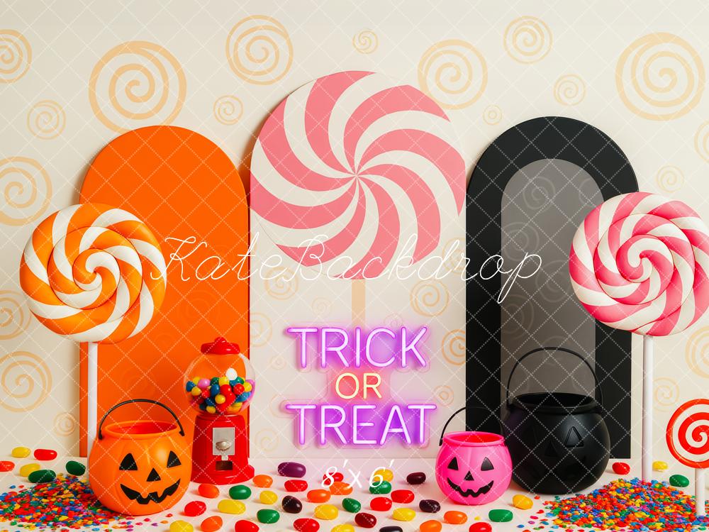Kate Halloween Lollipops Süßigkeiten Bunt Hintergrund Entworfen von Patty Roberts - Kate Backdrop.de