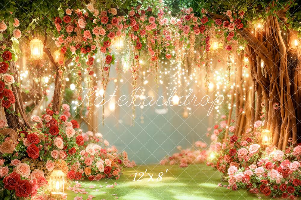 Kate Garten Blumenbogen Lichter Romantisch Hintergrund Entworfen von Emetselch