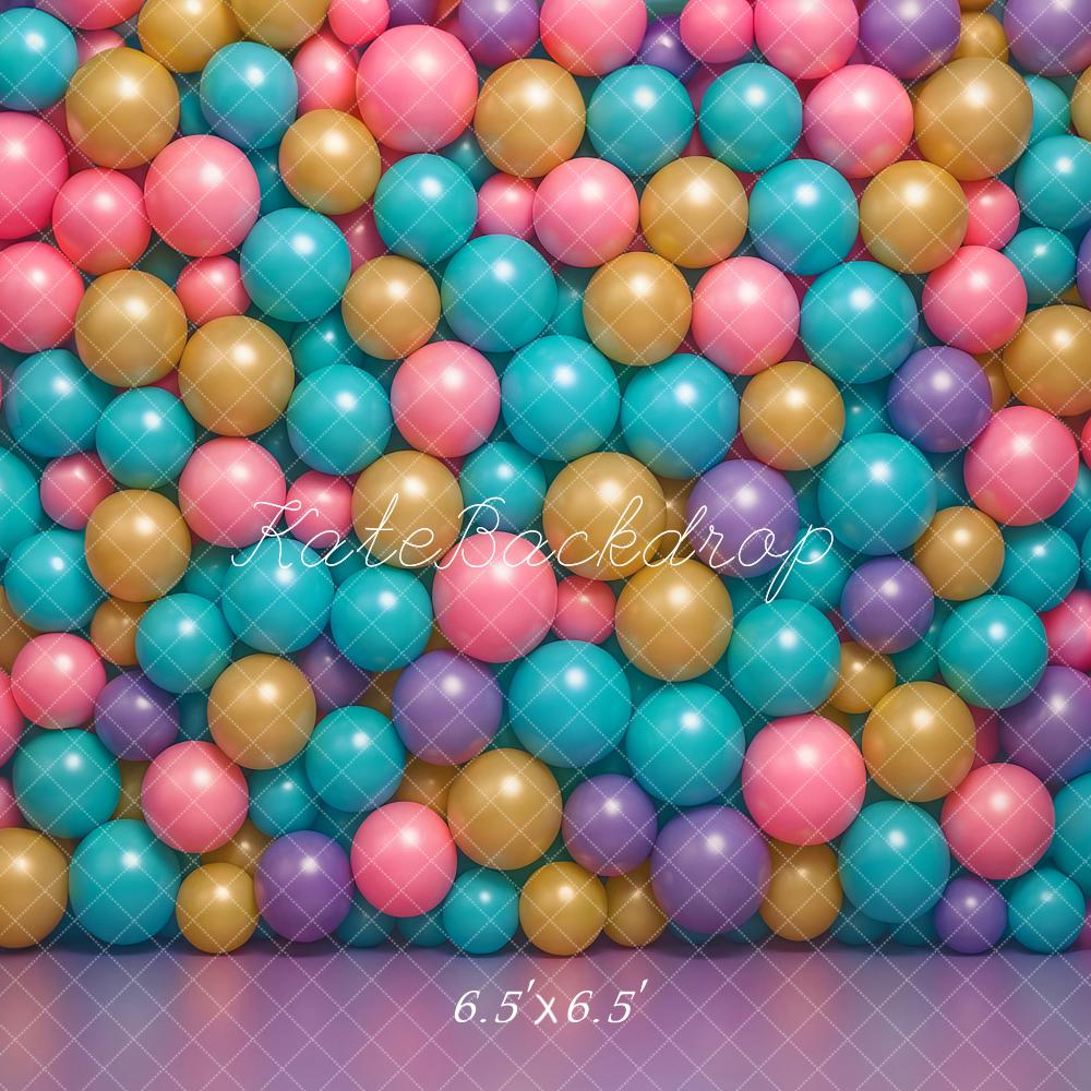 Kate Geburtstag Bunte Kugeln Pastell Hintergrund Entworfen von Ashley Paul - Kate Backdrop.de