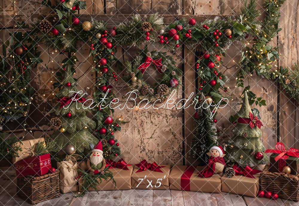 Kate Weihnachten Geschenke Kranz Rustikal Hintergrund Entworfen von Emetselch
