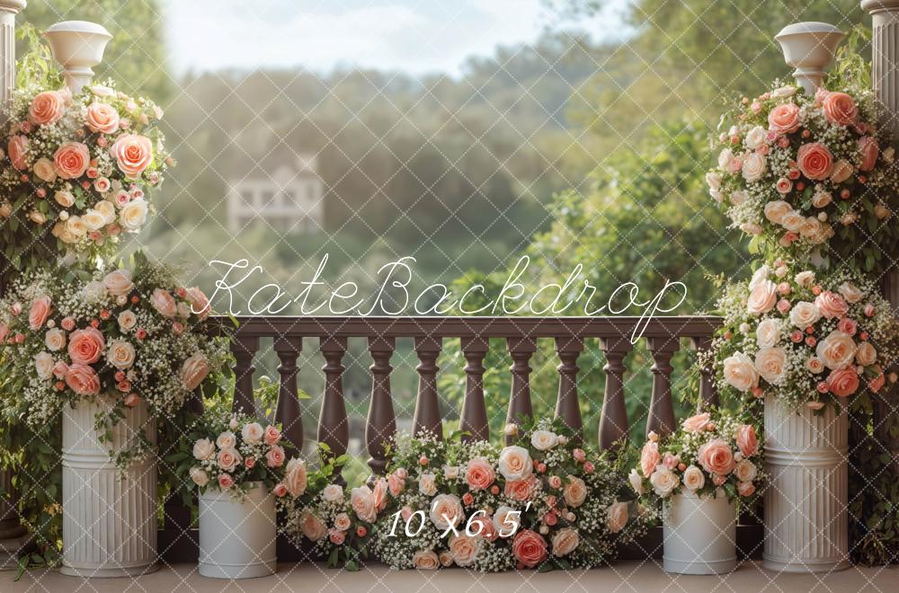 Kate Hochzeit Blumenarrangement Terrasse Romantisch Hintergrund Entworfen von Mini MakeBelieve