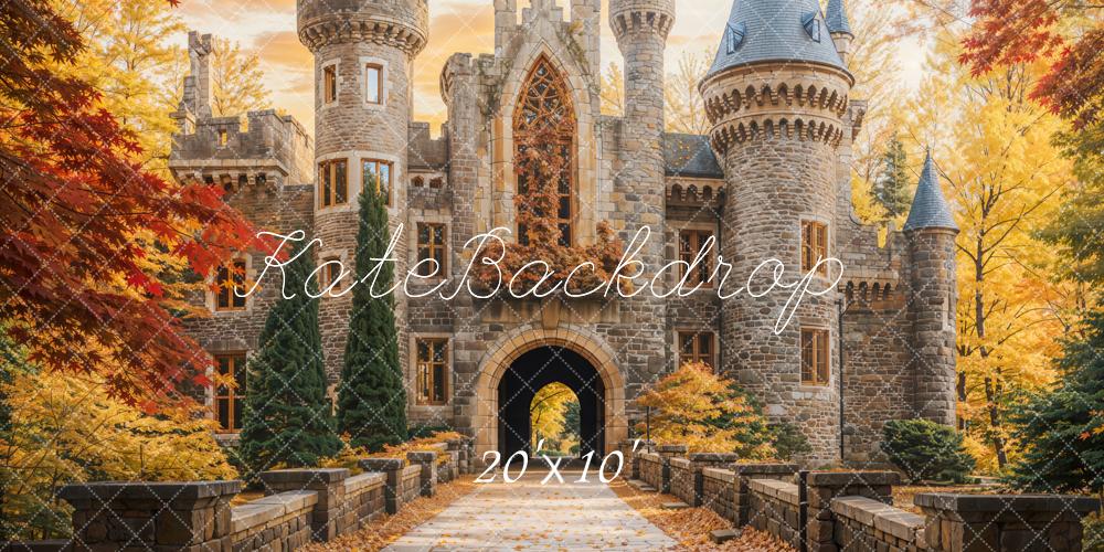 Kate Märchenschloss Herbstlaub Steinweg Hintergrund Entworfen von Chain - Kate Backdrop.de