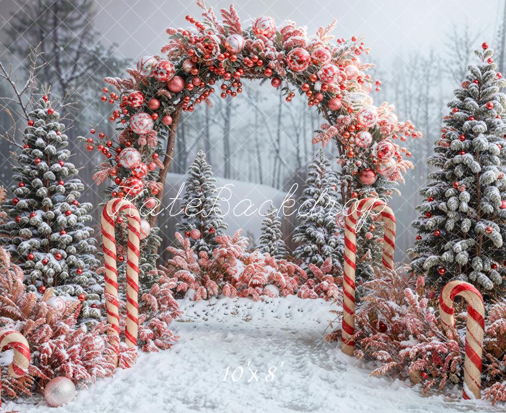 Kate Weihnachten Winterwald Zuckerstangen Rosa Hintergrund Entworfen von Emetselch