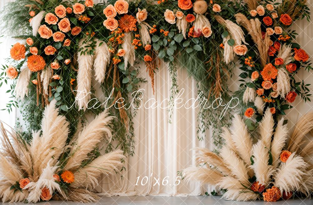 Kate Hochzeit Pampasgras Rosen Boho Hintergrund Entworfen von Emetselch - Kate Backdrop.de