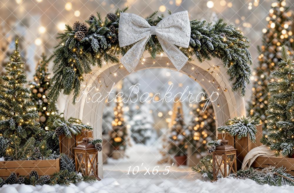 Kate Weihnachten Bogen Tannenzweige Schnee Hintergrund Entworfen von Emetselch - Kate Backdrop.de