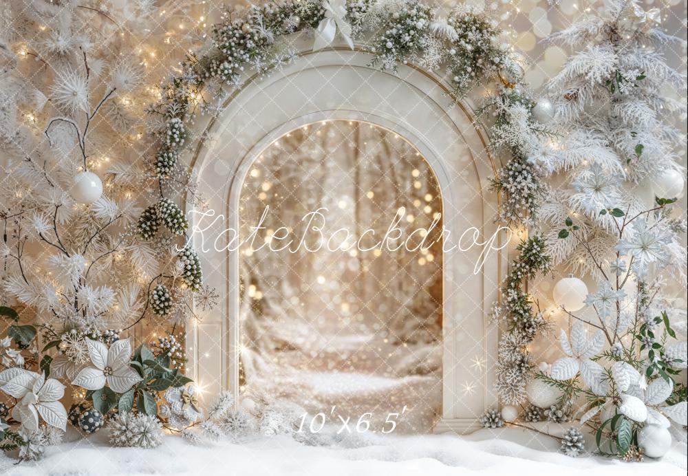 Kate Weihnachten Bogen Weiß Winterwald Hintergrund Entworfen von Emetselch - Kate Backdrop.de