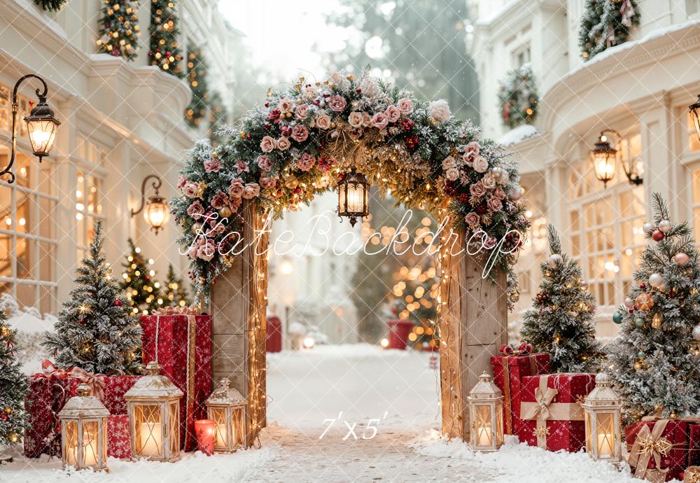 Kate Weihnachten Bogen Geschenke Schnee Hintergrund Entworfen von Emetselch - Kate Backdrop.de