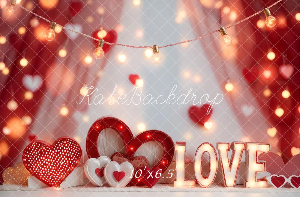 Kate Valentinstag Liebe Herzen Lichter Hintergrund Entworfen von Emetselch