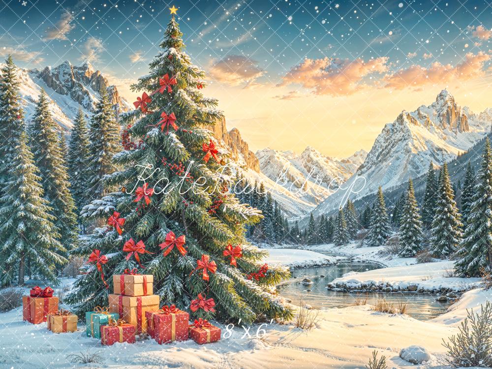 Kate Weihnachten Tannenbaum Geschenke Winterlandschaft Hintergrund Entworfen von Emetselch - Kate Backdrop.de