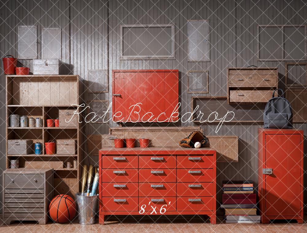 Kate Zurück Zur Schule Rote Schränke Vintage Hintergrund Entworfen von Emetselch - Kate Backdrop.de