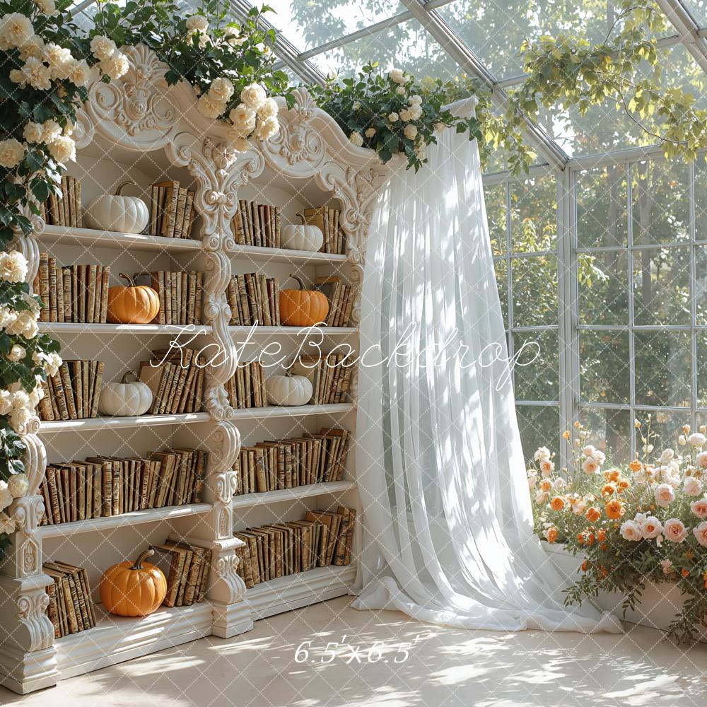 Kate Herbst Bücherregal Kürbisse Vintage Hintergrund Entworfen von Mini MakeBelieve