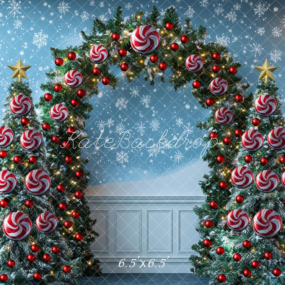 Kate Weihnachten Baum Lichterbogen Blau Hintergrund Entworfen von Mini MakeBelieve - Kate Backdrop.de