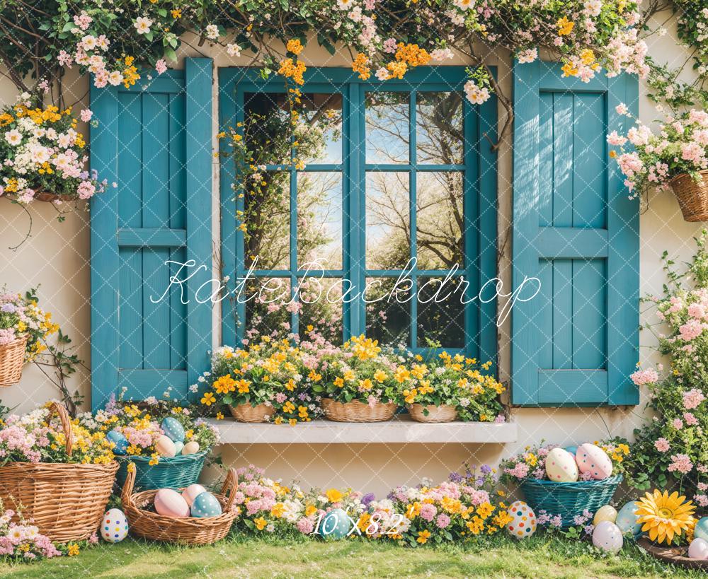 Kate Ostern Fenster Blumen Landhausstil Hintergrund Entworfen von Emetselch