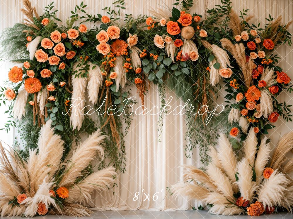 Kate Hochzeit Pampasgras Rosen Boho Hintergrund Entworfen von Emetselch - Kate Backdrop.de