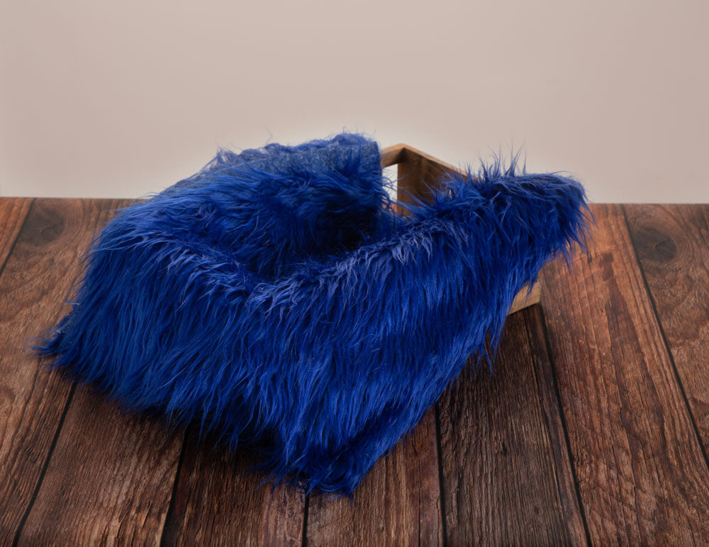 Kate Dark Blue Faux Fur Blanket Props for Baby Photography - Kate Backdrop.de