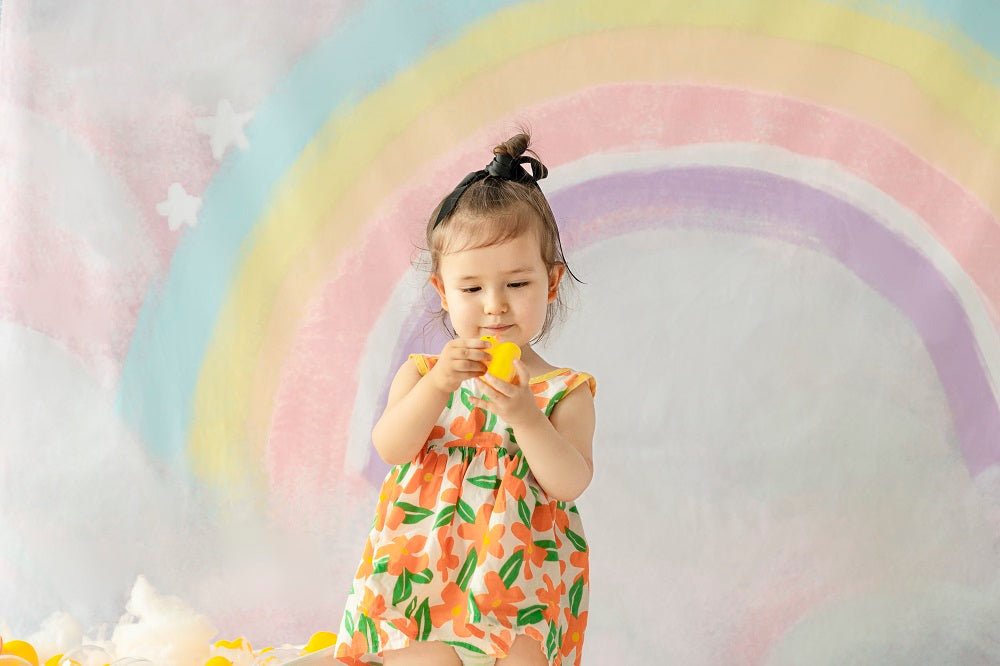 Kate Kombibackdrop Regenbogen  Geburtstag Holz Sterne Kinderhintergrund für die Fotografie