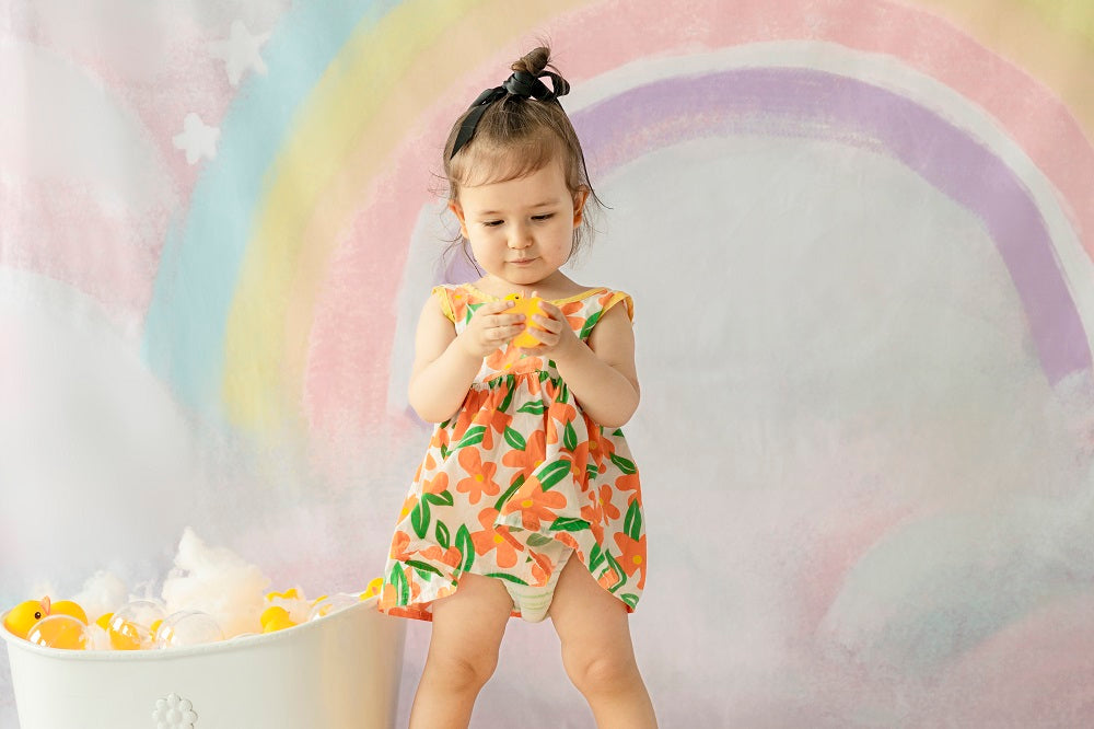 Kate Kombibackdrop Regenbogen  Geburtstag Holz Sterne Kinderhintergrund für die Fotografie