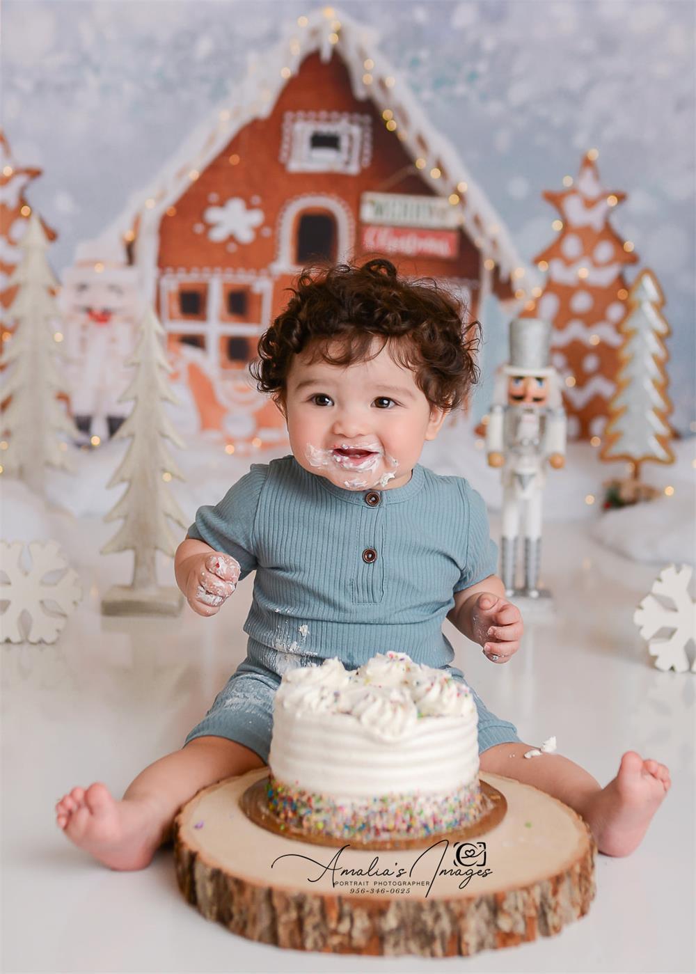 Kate Heißer Kakao-Hintergrund Weihnachten Lebkuchenhauses für Fotografie