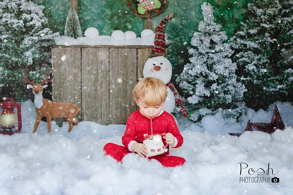Kate Weihnachtshintergrund Schneemann im Freien Entworfen von Jia Chan Photography