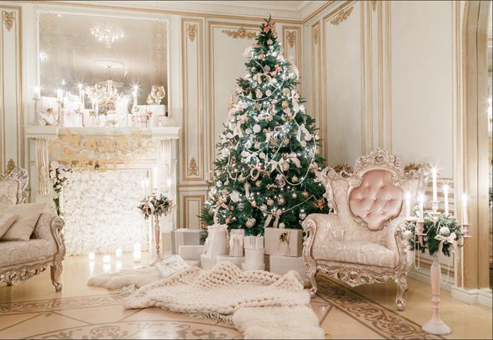 Kate Elegantes Luxus-Weihnachtszimmer Weihnachten Dekoration Hintergründe - Kate Backdrop.de